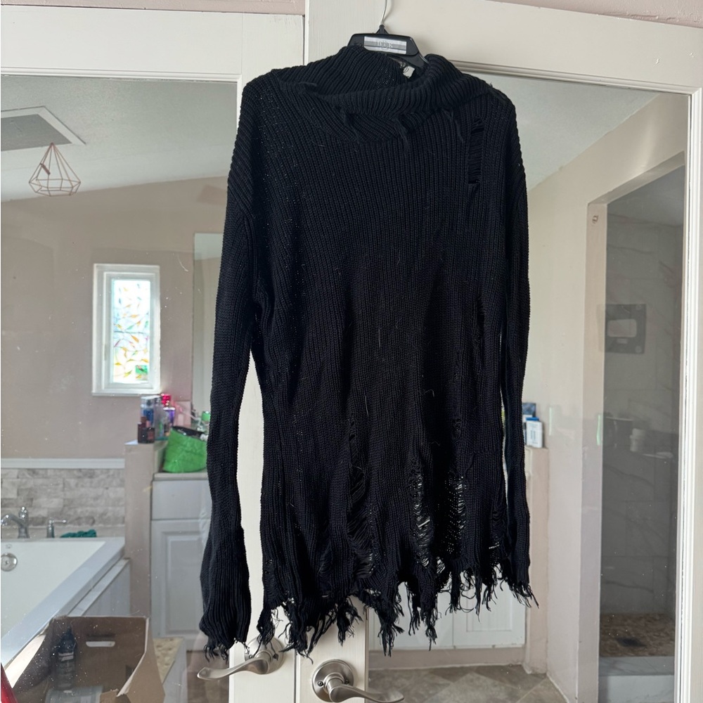 Killstar Black Distressed Sweater